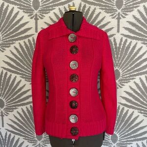 Pure Handknit Fresh Produce Pink Cotton Cardigan Sweater S/M NWT Boho Artisan